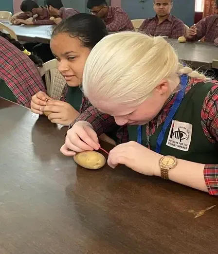 two girls doing an activity