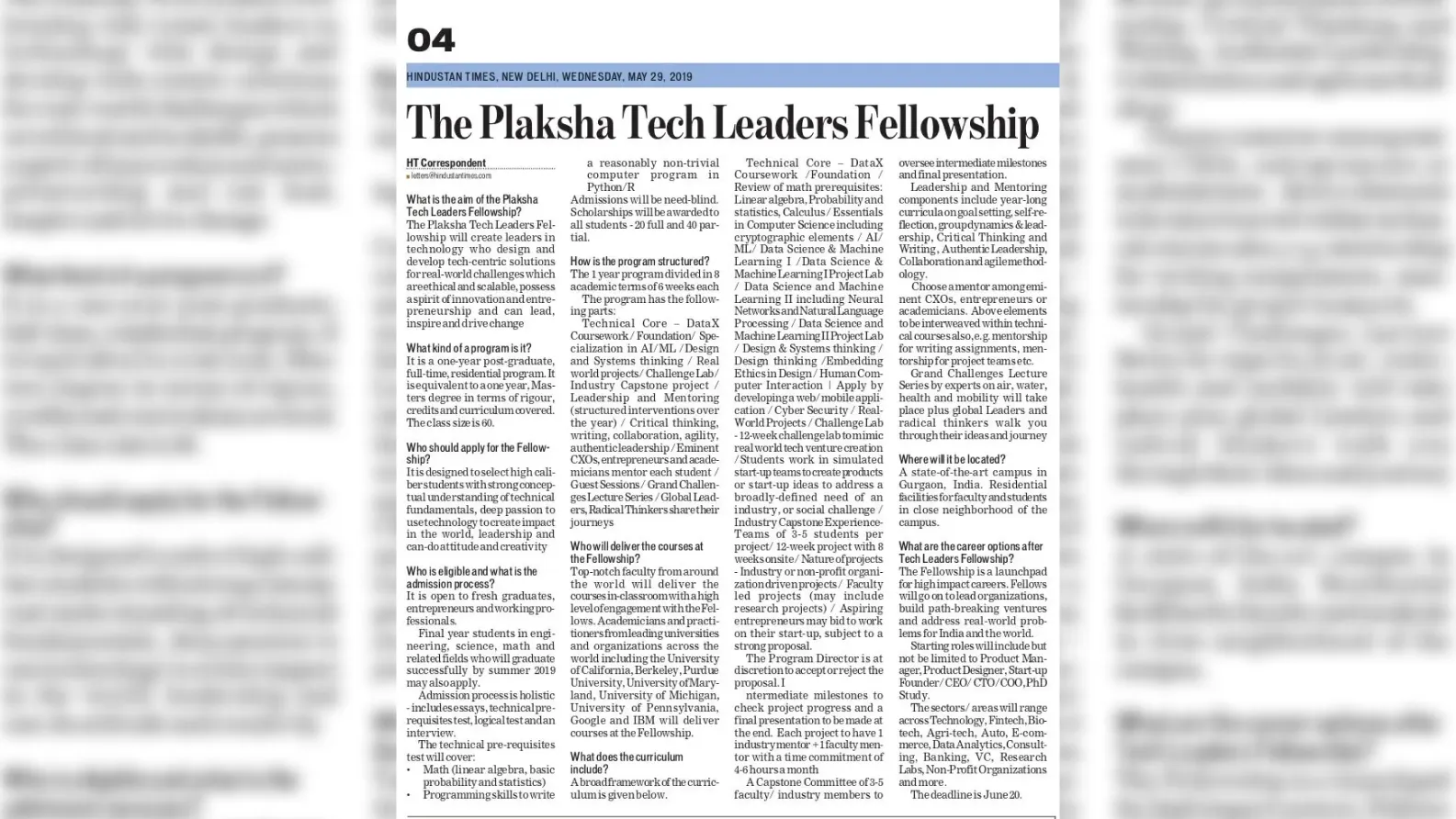 The Plaksha Tech Leaders Fellowship