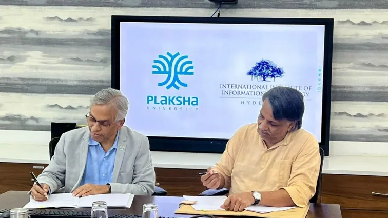 The Economic Times coverage titled ‘IIIT Hyderabad Signs MoU with Plaksha University’, reporting on a joint centre for sustainability established through the partnership.